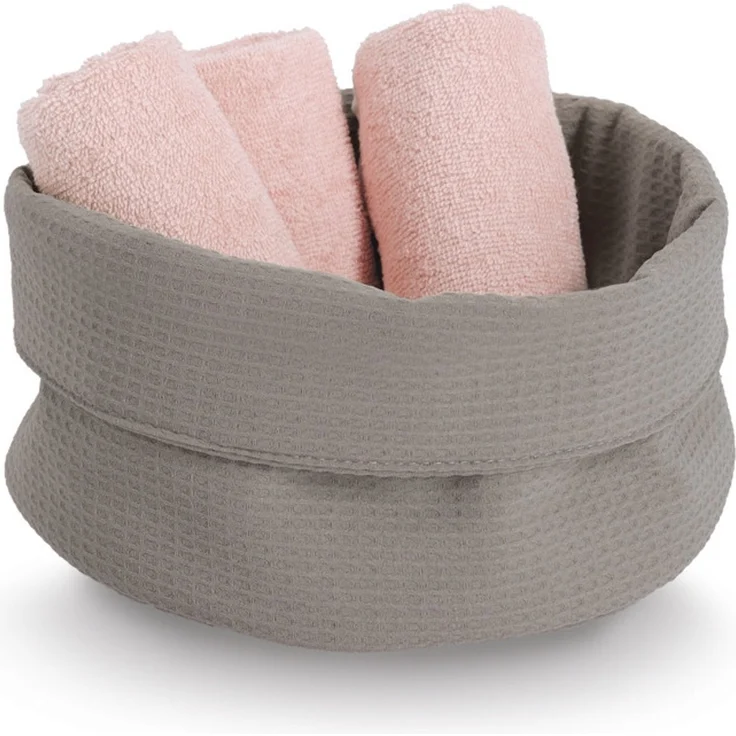 ZELLER 14535 Aufbewahrungskorb Ø 25 cm in TAUPE Waffelpiqué, Polyester / Korb – Bild 3