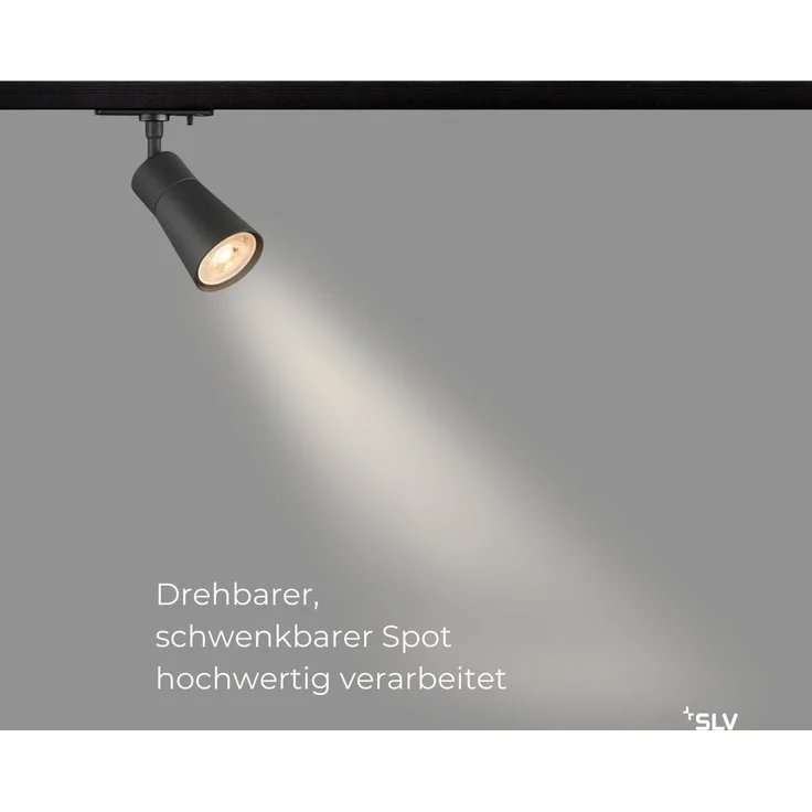 SLV PURI 2.0 Cone, 1~ Spot, GU10, 1x max. 6W, schwarz - Leuchten mit 1 Phasen Adapter – Bild 2