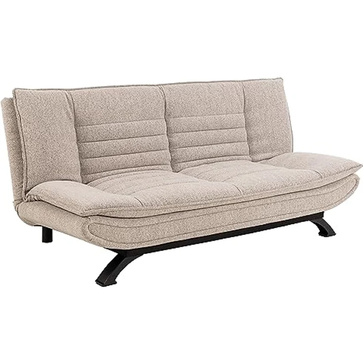 AC Design Furniture Jasper Schlafsofa in Beige, mit 3 Liegepositionen, Moderner 3-Sitzer ohne Armlehne, Gepolstertes Sofa mit Bouclé-Bezug und Schwarzen Beinen, B: 196 x H: 91 x T: 98 cm – Bild 2