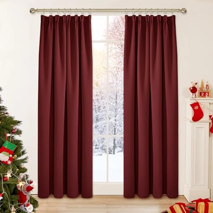 Deconovo Hitzeschutz Kräuselband Blickdicht Vorhänge Thermogardine Rot | 2er Set, H 260 x B 140 cm, Deckenschiene Vorhang, Gardinen Wohnzimmer, Schlafzimmer Gardinen, Kinderzimmer Gardinen Mädchen – Bild 9