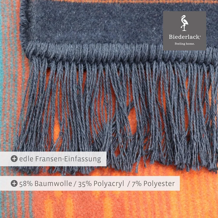 Wohndecke Peru, bunte Ethno Kuscheldecke in 150x200 cm, Biederlack, mit Fransen, Decke aus Baumwollmix, Made in Germany – Bild 5