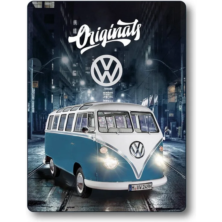 BERONAGE Teppich VW Volkswagen Teppich Bulli T1 Blau 100x133 cm, rechteckig, Höhe: 10 mm, rutschfest