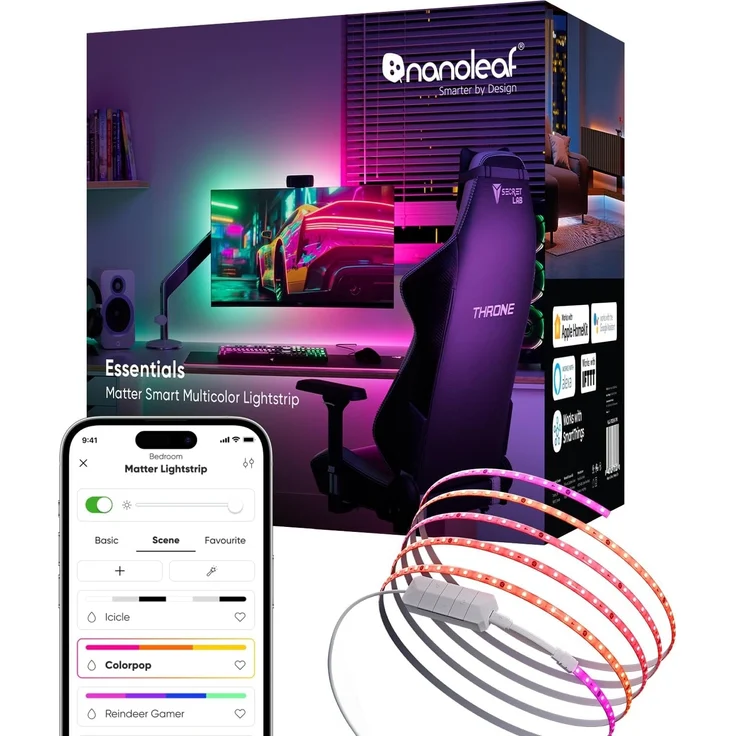 Nanoleaf Matter WLAN Gradient LED Streifen 5M, Smarte Bildschirm & Music Sync, 300 RGB IC Addressable LEDs, Trimmable Strip, Kontrolle mit App und Stimme (Alexa Siri Apple Google Home) Gaming Party