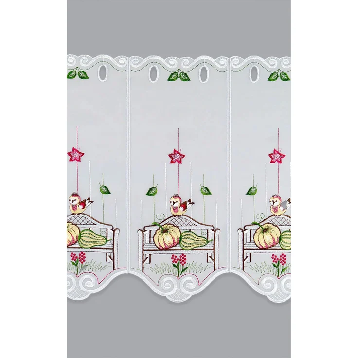 Scheibengardine Plauener Spitze - Herbstbank (Bx H) 48.30cm * 40cm Rot/mehrfarbig – Bild 3