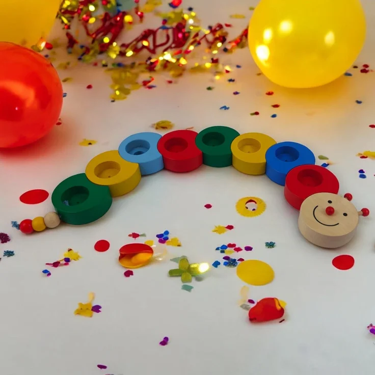 Tolle Geburtstagsdeko, Kerzenhalter für Teelichter, 1. -7. Geburtstag, RAUPE – Bild 1