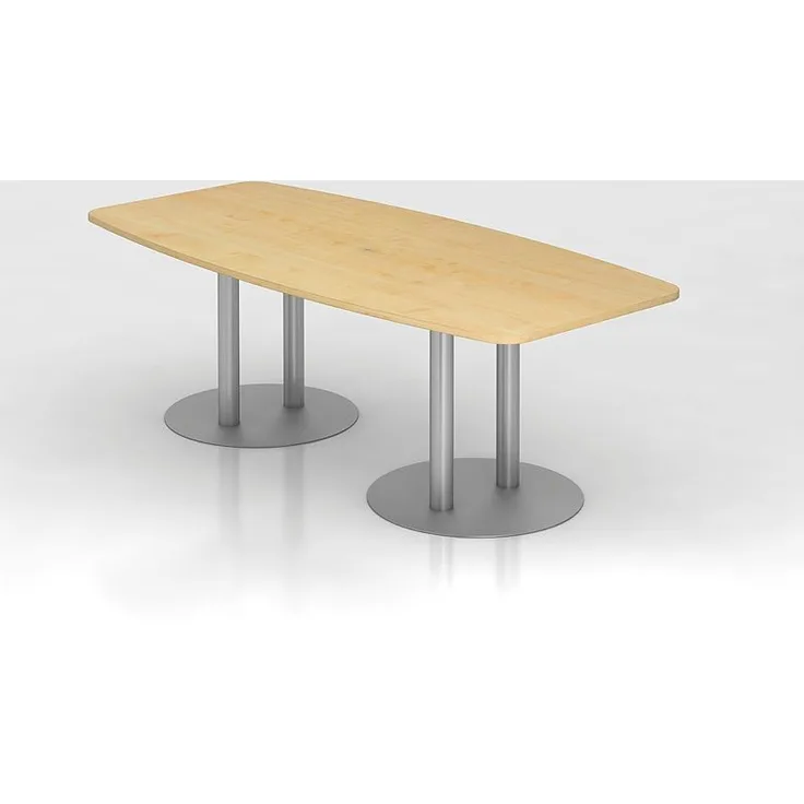 Konferenztisch KT22S 220x105cm Ahorn Säulenfuße Gestellfarbe: Silber