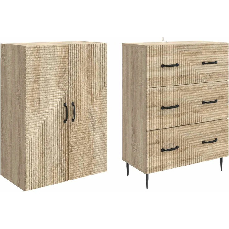 vidaXL Schrankset 2 pcs Sonoma-Eiche 66 x 34,5 x 90 cm Holzwerkstoff 3416639 – Bild 3