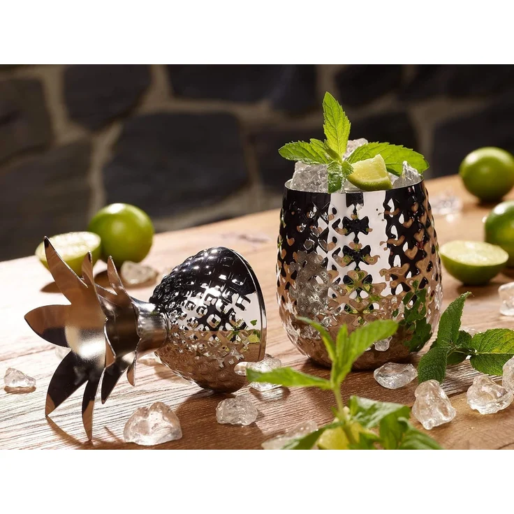 ECHTWERK Glas EW-CT-1701 Ananas Cocktail Ananasbecher, 1-tlg, Edelstahl – Bild 5