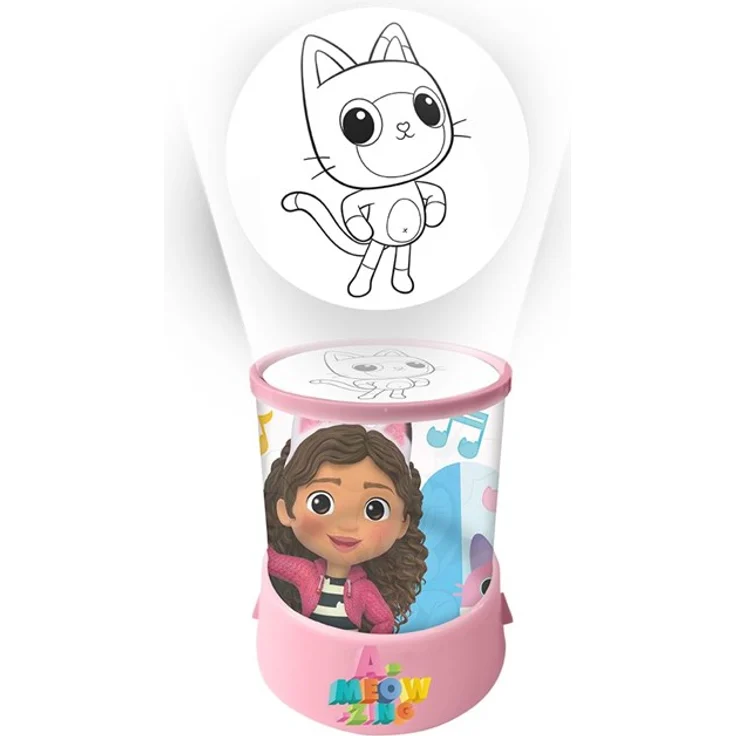 Euromic GABBY'S DOLLHOUSE Projector lamp, LED Zylinder-Projektorleuchte für Kinder, 19,5 x 9 cm, batteriebetrieben