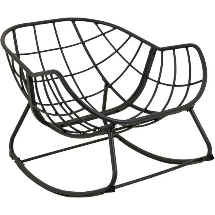Lesli Living Schaukelstuhl Schaukelstuhl Relax-Stuhl Gartenstuhl grau schwarz – Bild 6