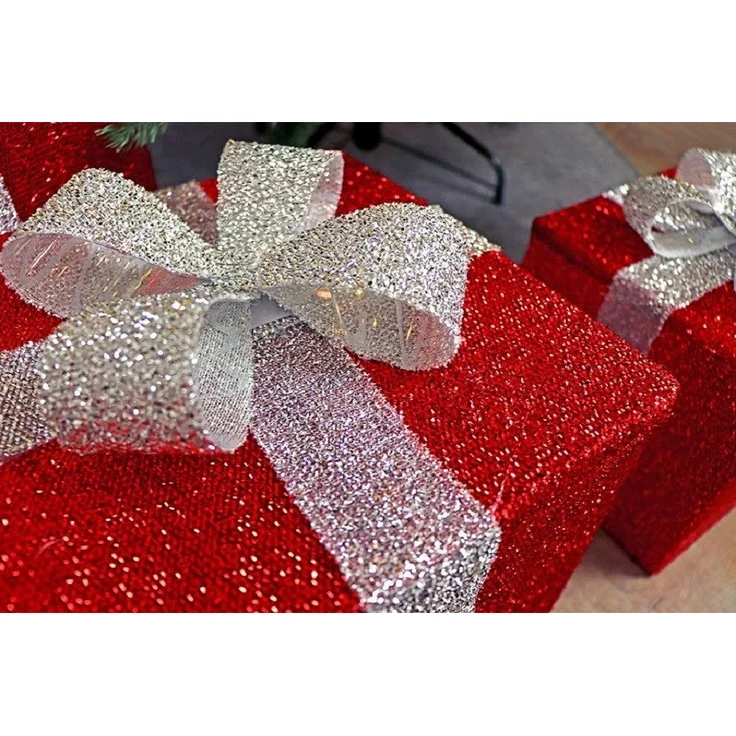 Gartenpirat LED Dekofigur Geschenkboxen mit Schleife 3er-Set Weihnachtsdeko außen innen Timer, Warmweiß/Rot, Timer-und Schalter-Funktion: Schalter mit 3 Funktionen (ON/OFF/TIMER) – Bild 3