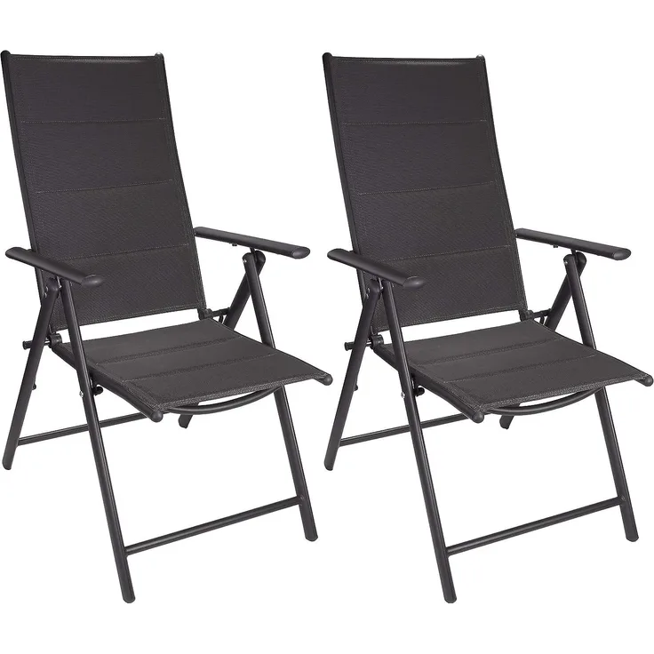 2er Set Gartenstuhl Riva - Hochlehner Stuhl klappbar - 7-Fach verst. Rückenlehne - Metall - Wetterfest, anthrazit