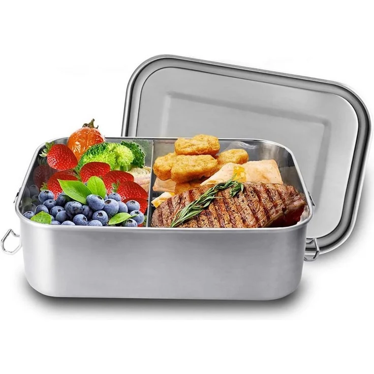 BlingBin Lunchbox 850ml/1400ml Auslaufsichere Bento-Box Brotzeit-Dose aus Edelstahl, Edelstahl, (1er Set, 1-tlg, Fassungsvermögen: 850ml), Lunchbox, Vesperdose, Pausenbrot, für Erwachsene & Kinder – Bild 1