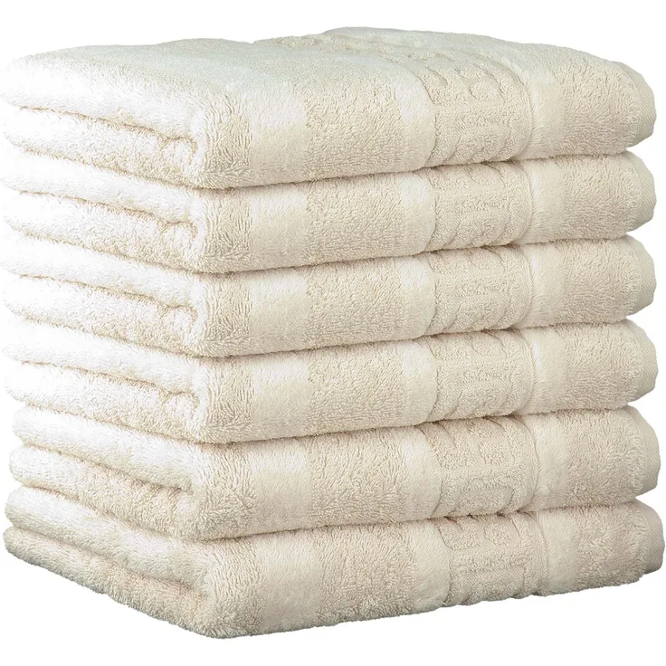 CAWÖ Gästetuch, 6er Pack - C Noblesse, Walkfrottier, Baumwolle Natur 30x50cm