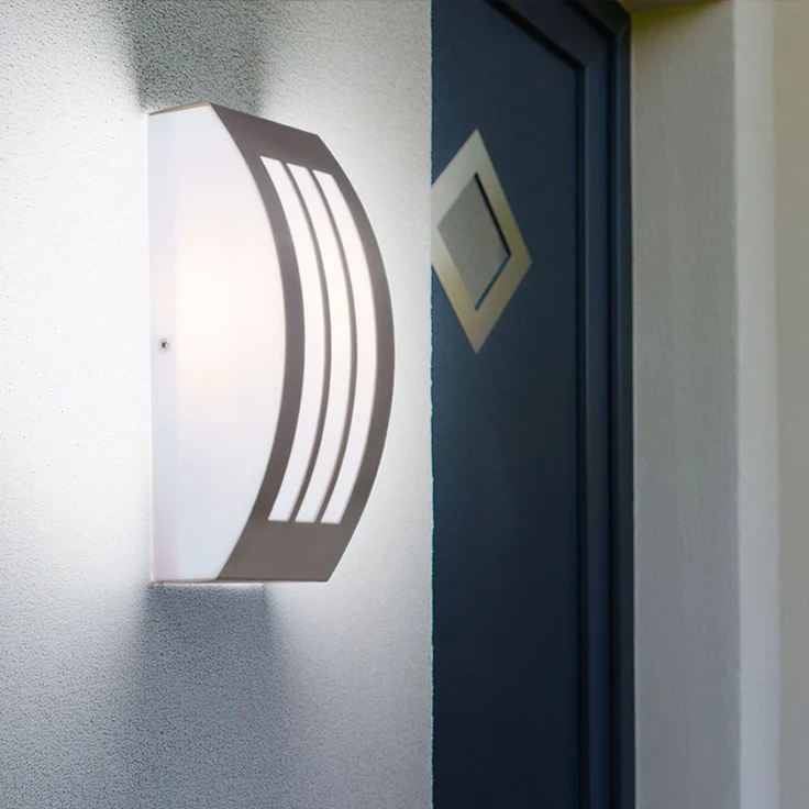 LED Wandleuchte, Edelstahl silber, Kunststoff weiß, B 25 cm – Bild 5