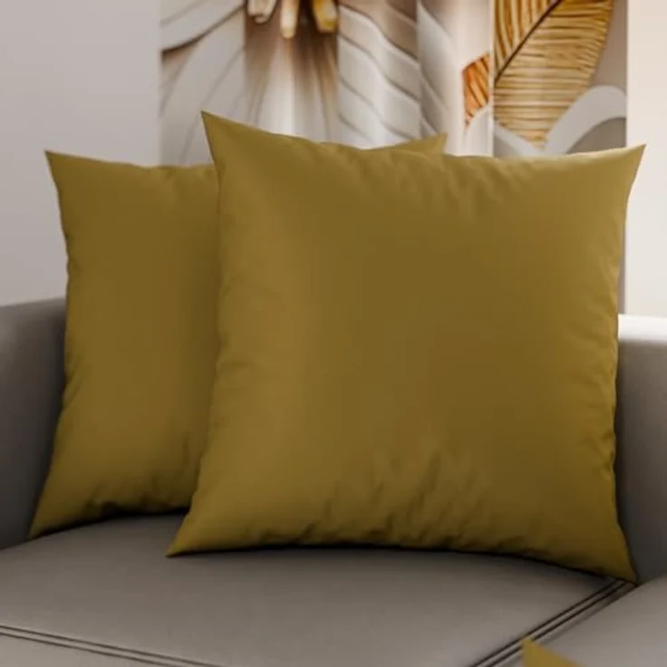 PETTI Artigiani Italiani Kissenbezüge 2er-Set, 45x45 cm, einfarbig Fango, 100% hypoallergene Mikrofaser, 100% Made in Italy – Bild 1