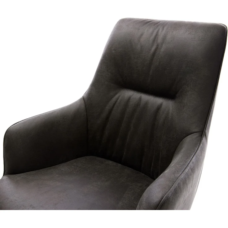 Freischwinger Zelia-Flex mit Armlehnen Mikrofaser Anthrazit Vintage Freischwinger flach Schwarz Taschenfederkern – Bild 4