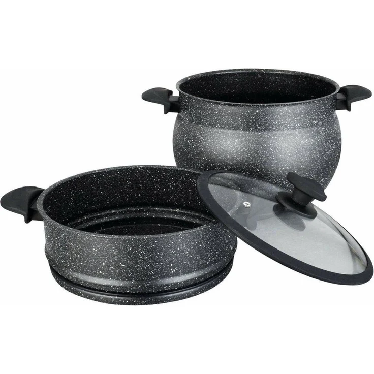 3 tlg Kuskus Topf 8L Dampfgarer COUSCOUS Ø24cm Dampfkocher Gemüse Steamer Induktion Mantykocher – Bild 5