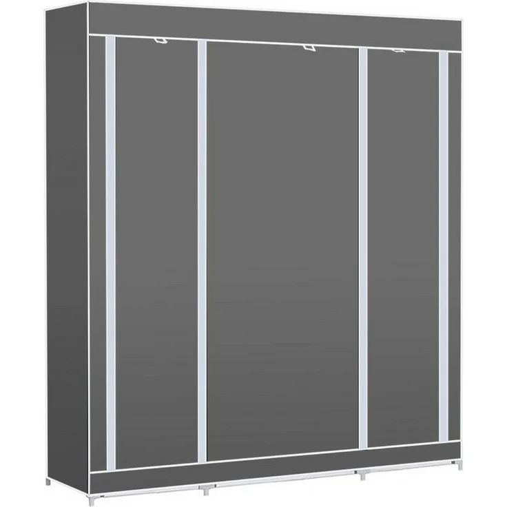 JEOBEST Kleiderschrank Stoffschrank, Kleiderschrank mit Kleiderstange und Ablagen Faltschrank für Schlafzimmer, Ankleidezimmer, 167 x 45 x 170 cm – Bild 4