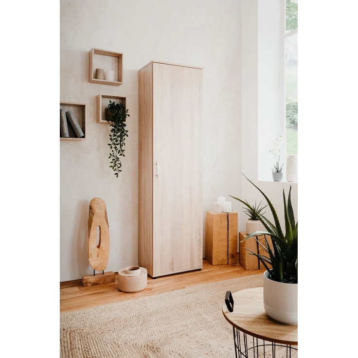 Garderobenschrank >Andy< 1 Tür, 5 Böden, in Sonoma Eiche Dekor - 50x187x34cm (BxHxT) – Bild 5