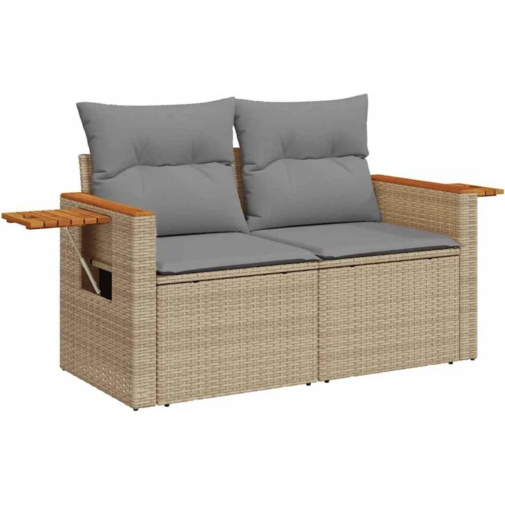 vidaXL 4-tlg. Garten-Sofagarnitur mit Kissen Beige Poly Rattan 3325951 – Bild 2