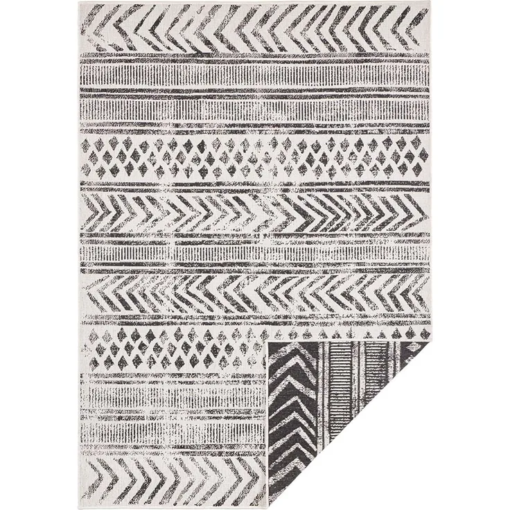 In- & Outdoor Wendeteppich Biri Schwarz Creme - 200x290x0,5cm