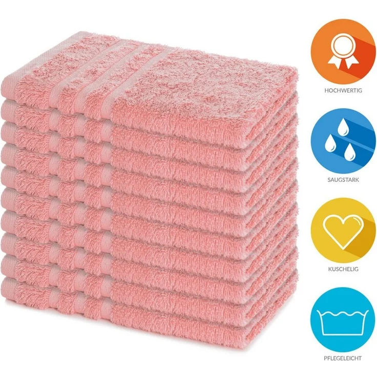 Lavea Gästehandtücher 30x50 cm, 10er Set Gästehandtuch, Elena-Frottee Handtuch, Gästetuch, (Set, 10-St), 500 g/m² Frottier, weich & saugstark, pflegeleicht – Bild 2