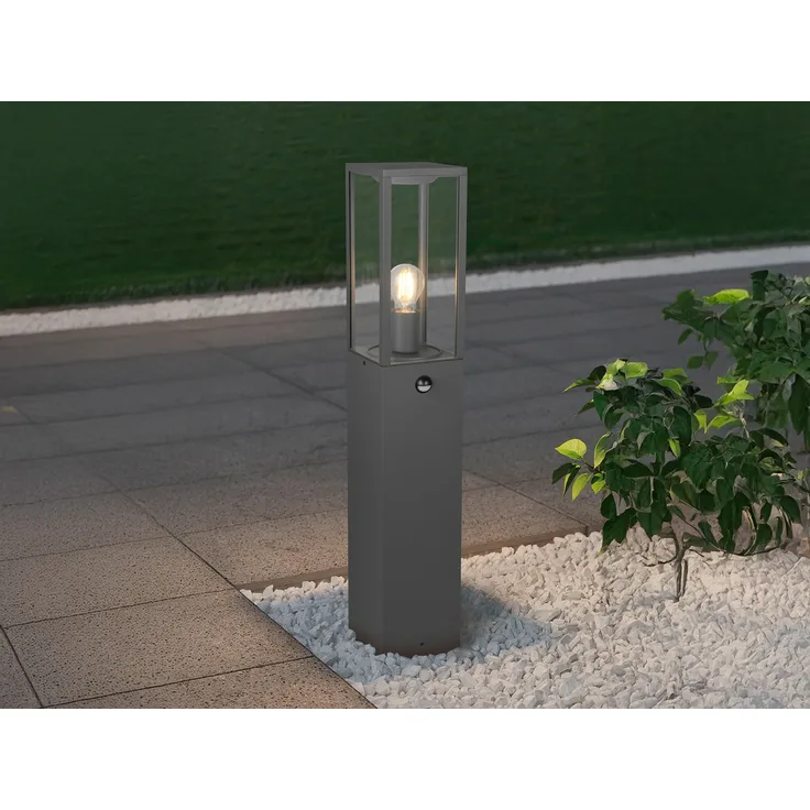 LED Pollerleuchte mit Bewegungsmelder in Anthrazit, Höhe 80cm