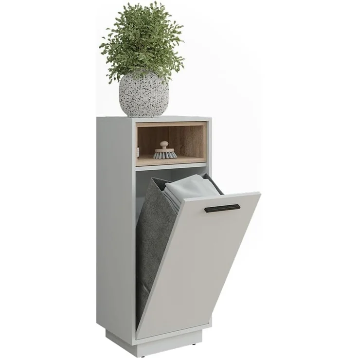 Wäscheschrank Beatrice Weiß/Sonoma 38 x 93 cm mit herausnehmbarer Innentasche Vicco – Bild 5