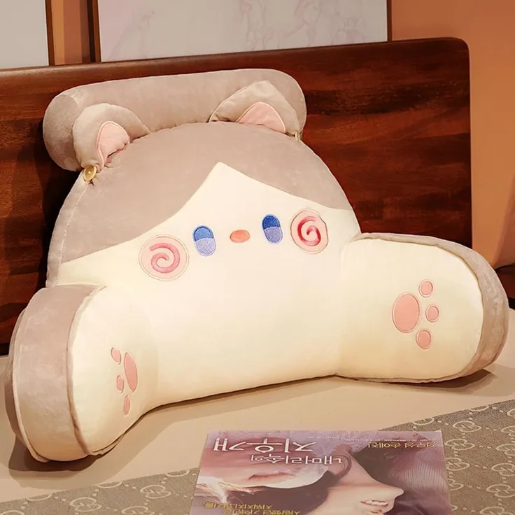 1 Stück – Lesekissen fürs Bett, weiches Lendenkissen mit Armlehnen & abnehmbarem Bezug (40×65 cm)