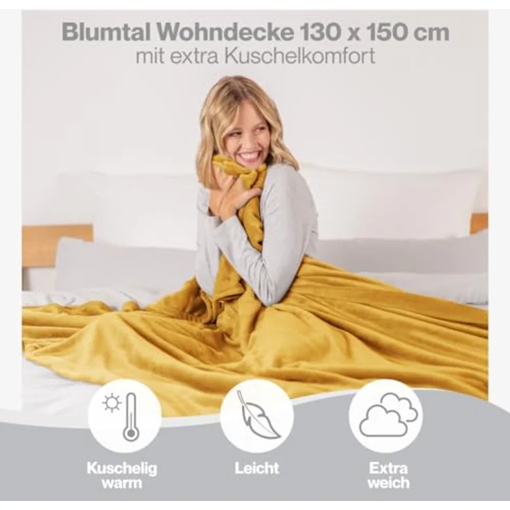 Wohndecke Kuschelige Fleecedecke, Oeko-Tex zertifizierte Decke, Blumtal – Bild 5