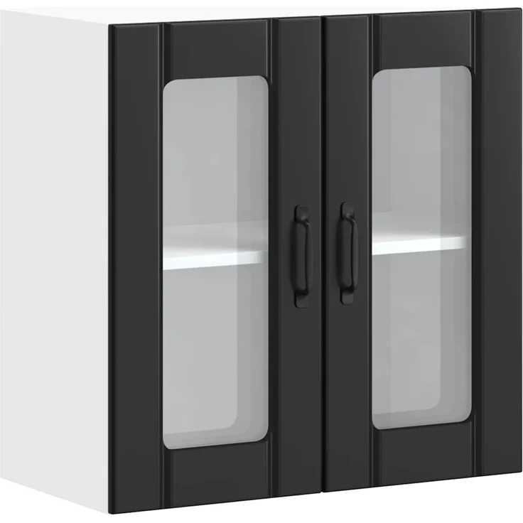 vidaXL Küchen-Hängeschrank mit Glastür Lucca Schwarz Holzwerkstoff 853908 – Bild 1