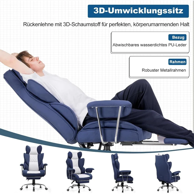 GTPLAYER Gaming-Stuhl Bürostuhl Gamer Stuhl gaming stuhl Schreibtischstuhl Chefsessel, mit Taschenfeder-Lendenwirbelstütze, breiter Büro-Computersessel – Bild 4