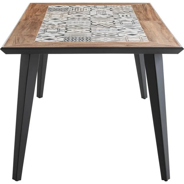 Dehner Gartentisch Lissabon, 6 Sitzplätze, 178.5 x 74 x 88.5 cm, Aluminium / Keramik, mit mediterranem Mosaik auf der Tischplatte – Bild 2