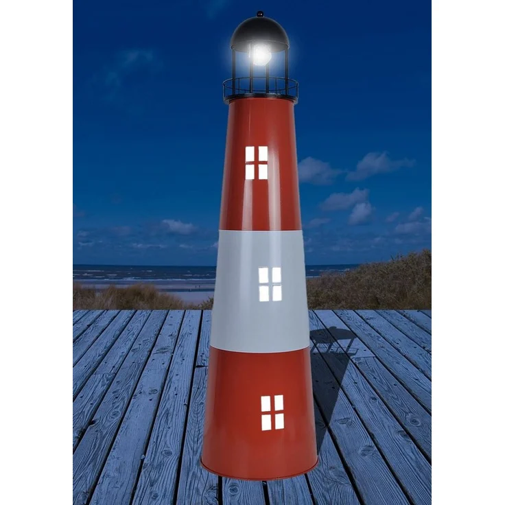 Großer Leuchtturm aus Metall mit Solarfunktion H:80 cm, Gartendekoration – Bild 1