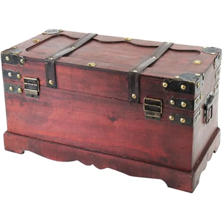 HMF Schatzkiste Schatztruhe Frankreich aus Holz mit dekorativem Metallschloss (1 St), handgefertigte Holztruhe, 40 x 20 x 22 cm – Bild 10