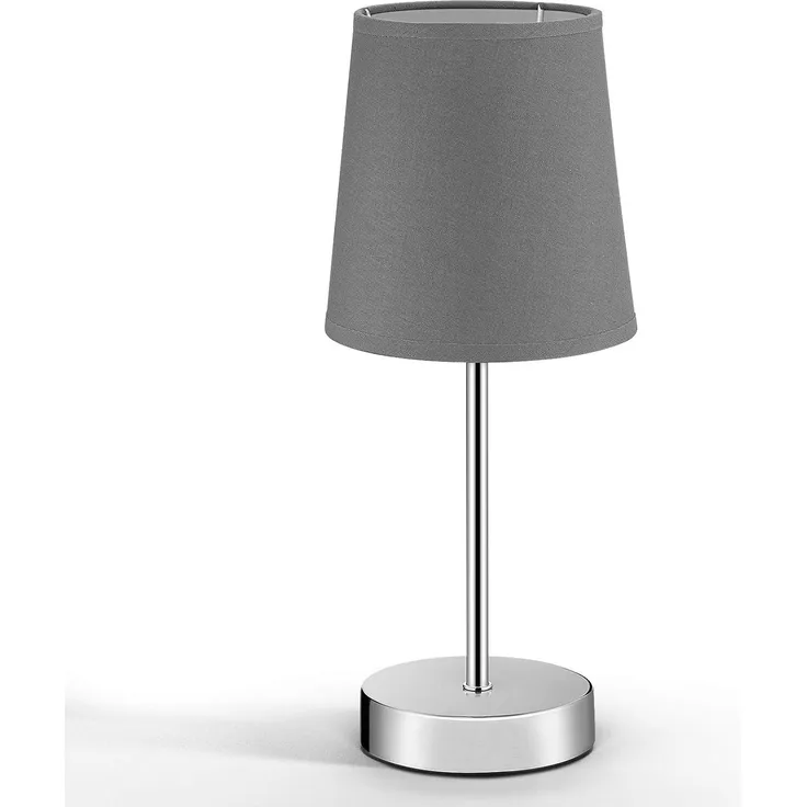 monzana Tischleuchte, Tischlampe, 32 cm Stoffschirm E14 Chrom Metall Wohnzimmer Büro Schlafzimmer