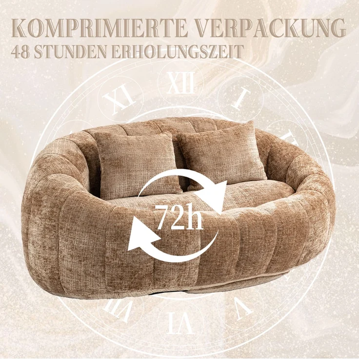 Bean Bag Sofa Lounger 150x95x63 cm, Kaffee Chenille, hohe Rückenlehne, Indoor/Outdoor – Bild 9