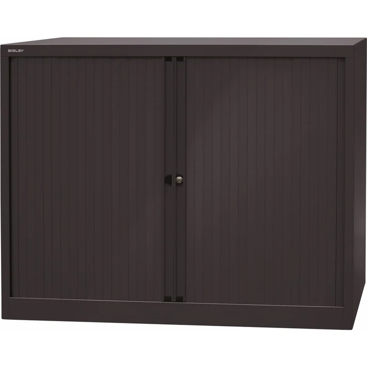 BISLEY Rollladenschrank in schwarz abschließbar Schrank aus Metall Rolladen aus Kunststoff inkl. 2 Einlegeböden, ET412102S-5633 – Bild 1
