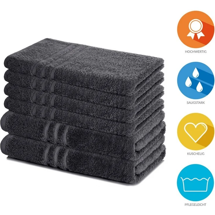 Lavea Handtuch Set Elena, Duschtücher, Handtücher, Gästetücher, Waschhandschuhe, 100% Baumwolle (Set, 6-St), Frottierserie, weich & saugstark, pflegeleicht, 500 g/m² Frottier – Bild 2