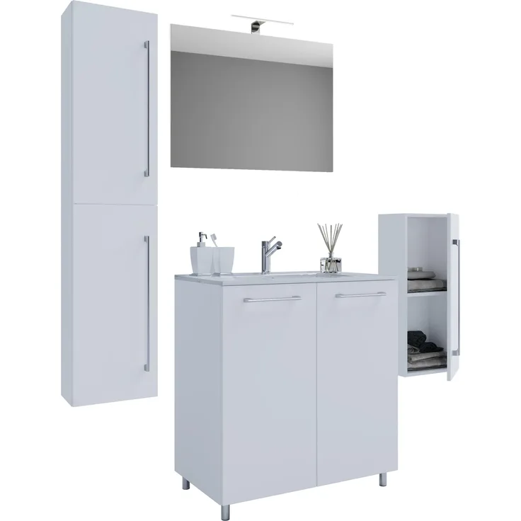 Gilos Bad Möbel Set Waschbecken Unterschrank Wandspiegel Badezimmer Waschtisch
