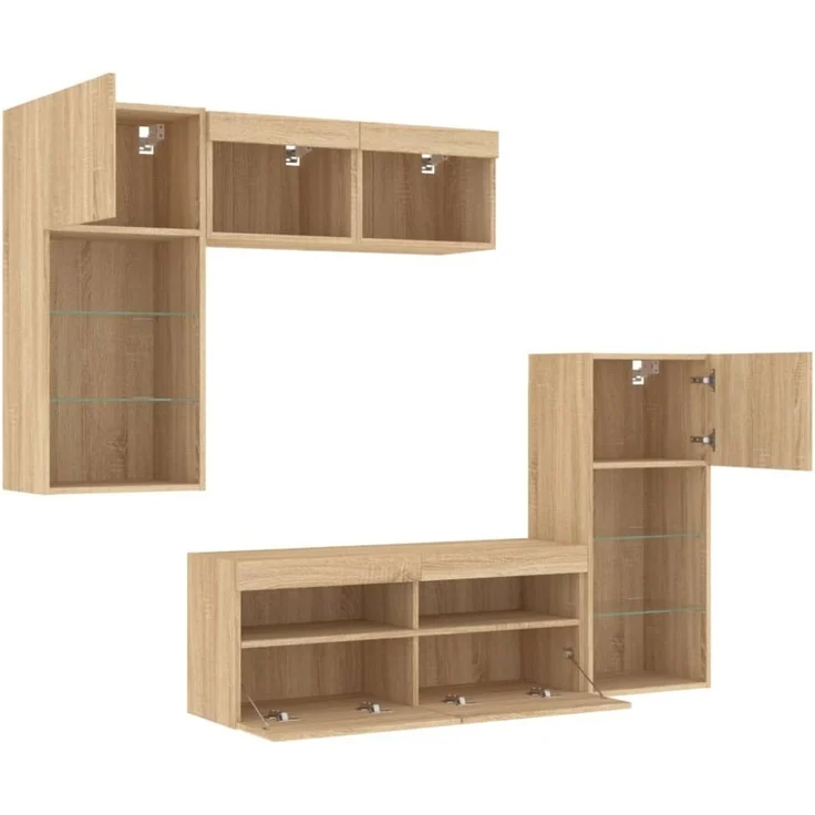 vidaXL 5-tlg. Wohnwand mit LED-Beleuchtung Sonoma-Eiche Holzwerkstoff 3216727 – Bild 11