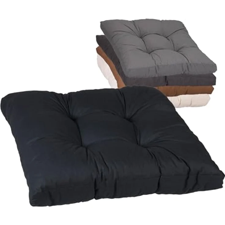 Beo Sitzkissen 50x50 cm wasserabweisend für Lounge Gartenmöbel | Made in EU Lounge-Kissen Anthrazit | Stuhlkissen mit hoher Lichtechtigkeit - UV-Ausbleichschutz | Öko-Tex geprüft schadstofffrei – Bild 2