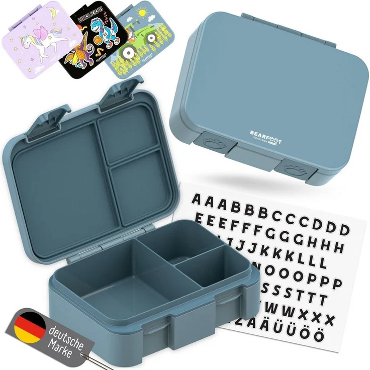 BEARFOOT Lunchbox Brotdose mit Fächern, leicht & auslaufsicher - blau, PP, ABS, Silikon, Kindergarten und Schule - Mädchen und Jungen, Vesperbox, Snackbox – Bild 1