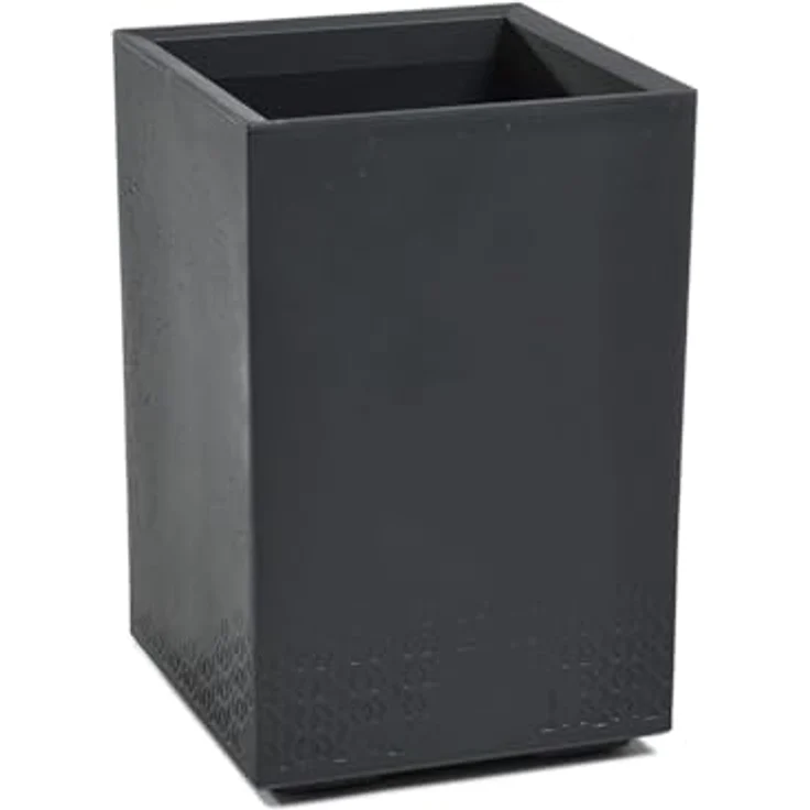 LAMELA Pflanzkübel mit Rollen Höhe 60 cm, 36L – Blumentopf aus Kunststoff in Betonoptik – Übertopf mit Wasserablauf – Modern für Innen & Außen - Wetterfest & Pflegeleicht, Antrazit – Bild 2