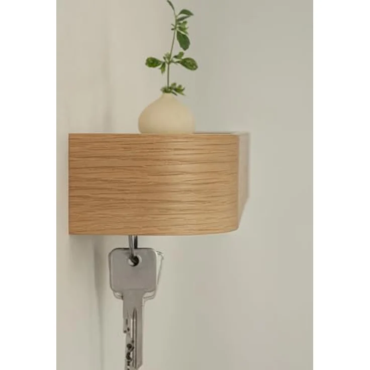 Kazai. Schlüsselbrett 'Toke' | Minimalistisches Schlüsselhaken-Design aus Berlin | Moderner Schlüsselhalter mit Ablage aus Holz | Schlüsselregal als Flur Möbel für die Wand | Eiche – Bild 8