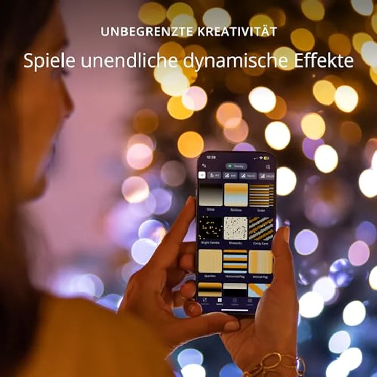 Twinkly Strings 400 LED Weiß, LED-Lichterkette für Draußen und Drinnen, LED-Lichter von Warm bis Kalt, Kompatibel mit Alexa und Google Home, IP44, Weihnachtsdeko, App-Steuerung, Schwarzes Kabel, 32m – Bild 5