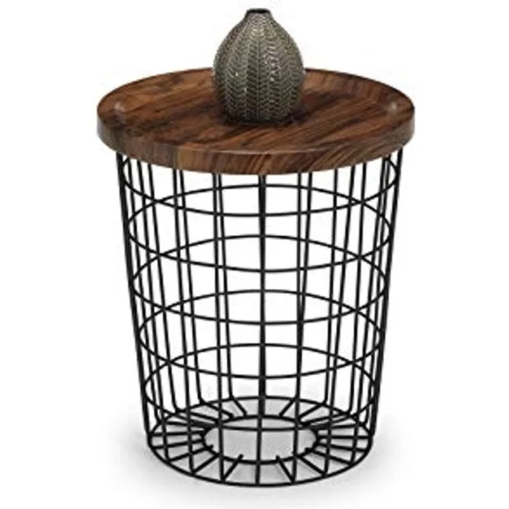 Julian Bowen Smithson Beistelltisch mit Stauraum, Walnuss und schwarz