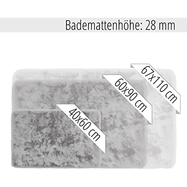 Schöner Wohnen Kollektion Badteppich 'Bali', silbern, 60 x 90 cm, rutschhemmend, waschbar bei 30°C, pflegeleicht, für Fußbodenheizung geeignet – Bild 7