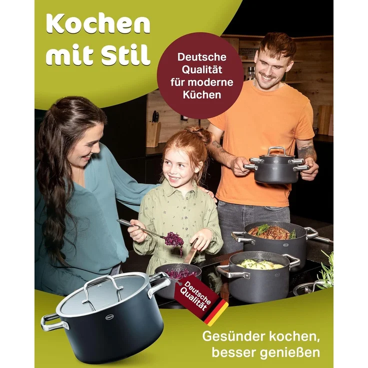 RÖSLE Kochtopf EBONIC Ø24 cm ProNero Keramik-Wabenbeschichtung 911062 – Bild 9